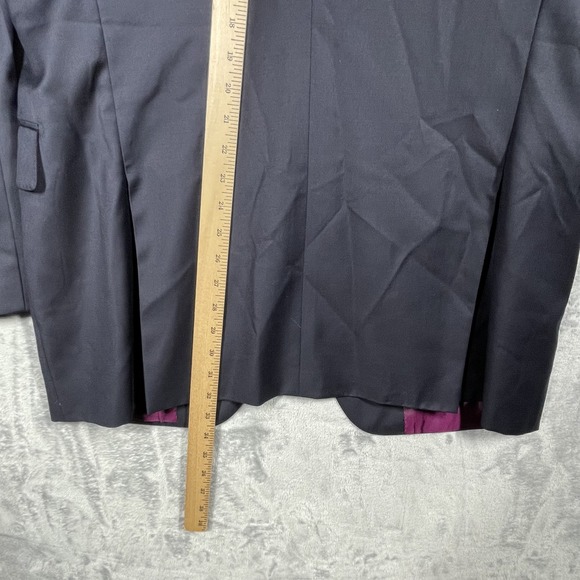 Trussini Blazer Mens 54 Navy Blue Made in Italy Wool Lana Super 100s Coat Jacket - Picture 12 of 14